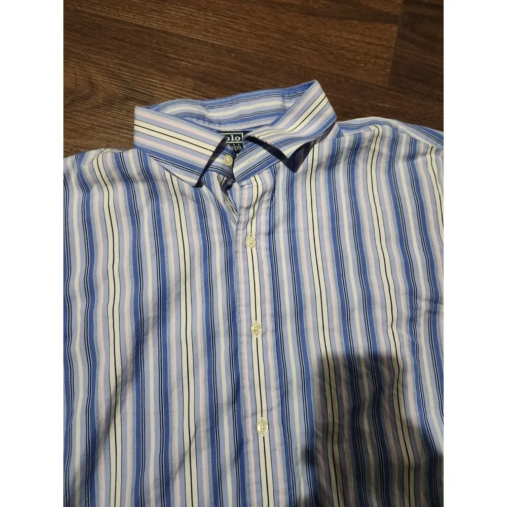 Polo Ralph Lauren Regent Custom Fit‎ Pinstripe Button Down Shirt Size 18 36/37